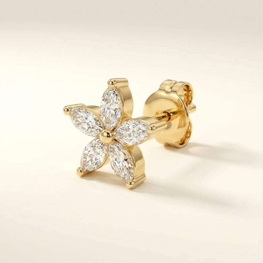 FLEUR Ohrring und 0.2 Karat in Gelbgold 585