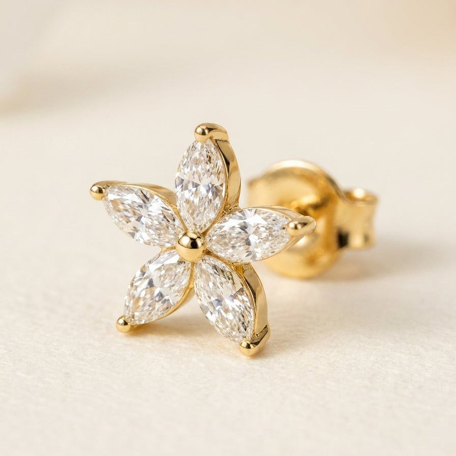 FLEUR Ohrring und 0.2 Karat in Gelbgold 585
