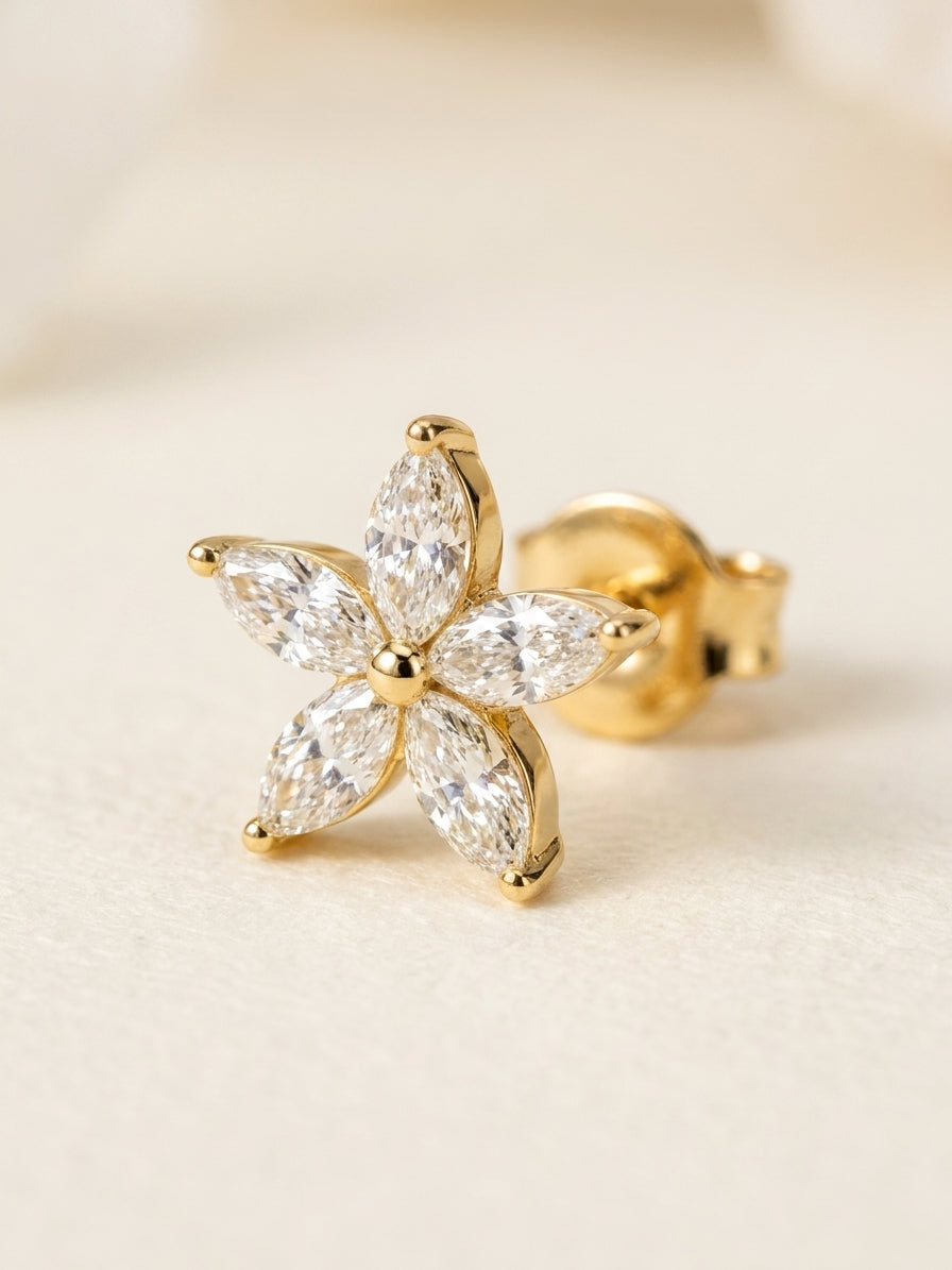FLEUR Ohrring und 0.2 Karat in Gelbgold 585