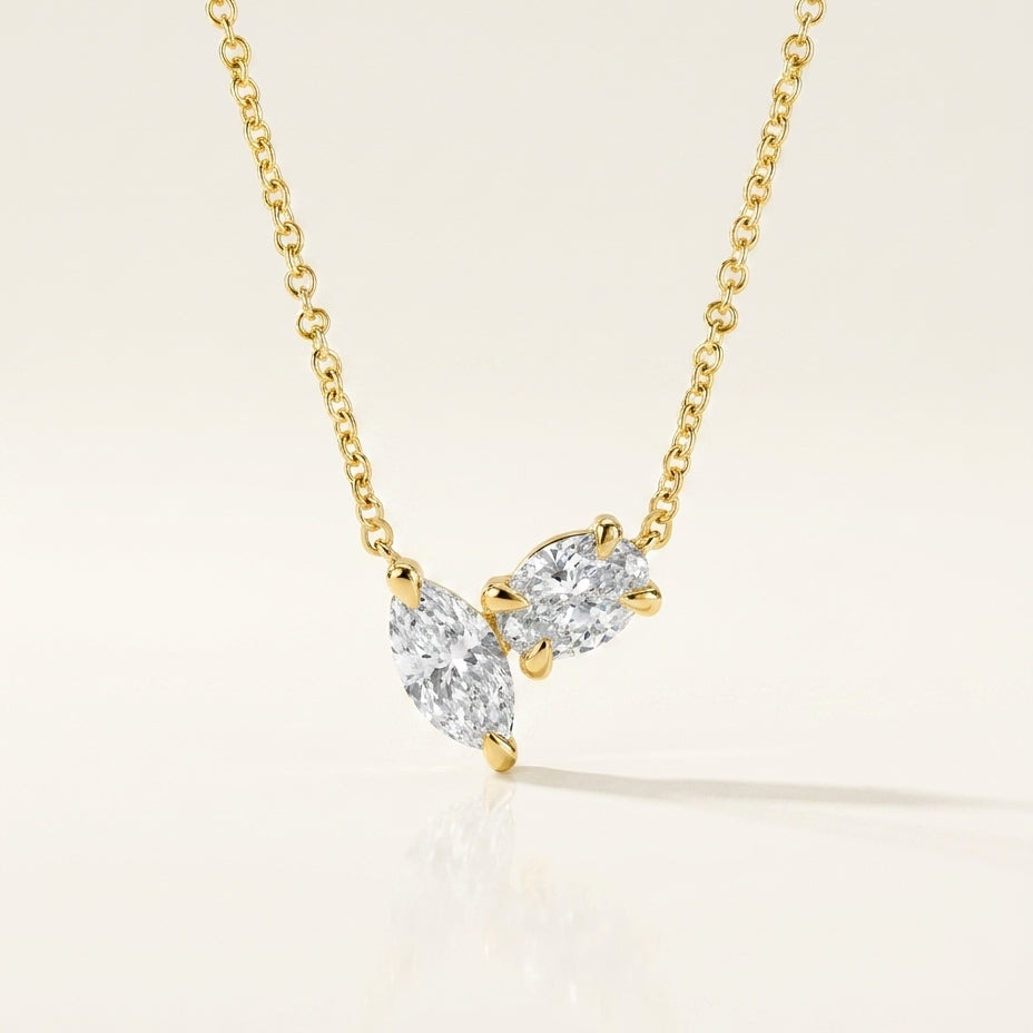 DUET Halskette und 1 Karat in Weißgold 585