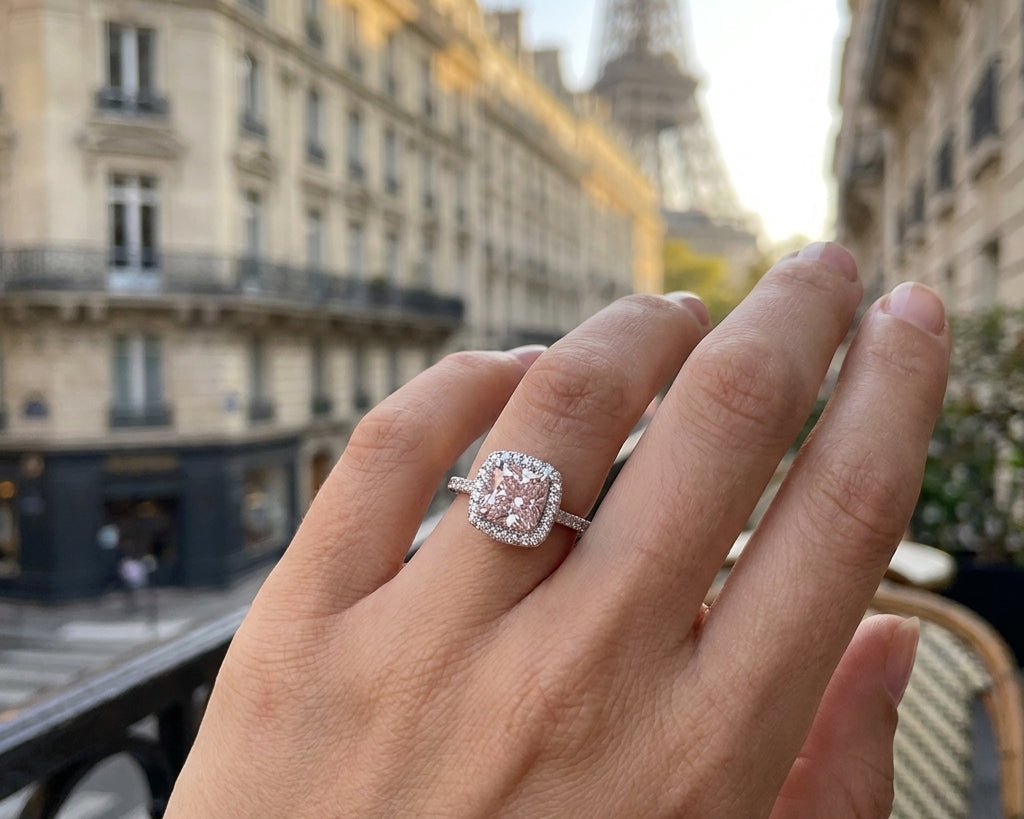 MARIELLE Ring mit rosa Labordiamant und 1.4 Karat in Weißgold 585