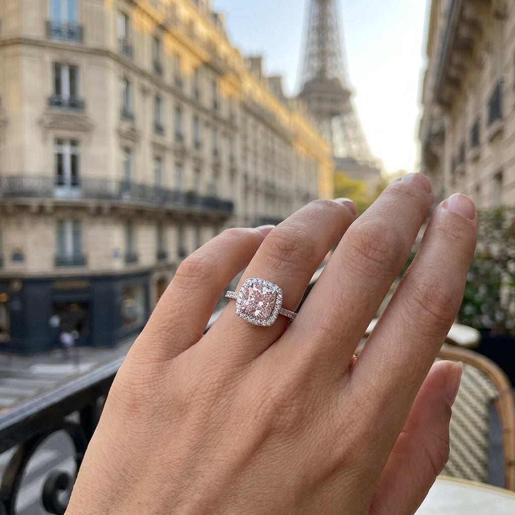 MARIELLE Ring mit rosa Labordiamant und 1.4 Karat in Weißgold 585