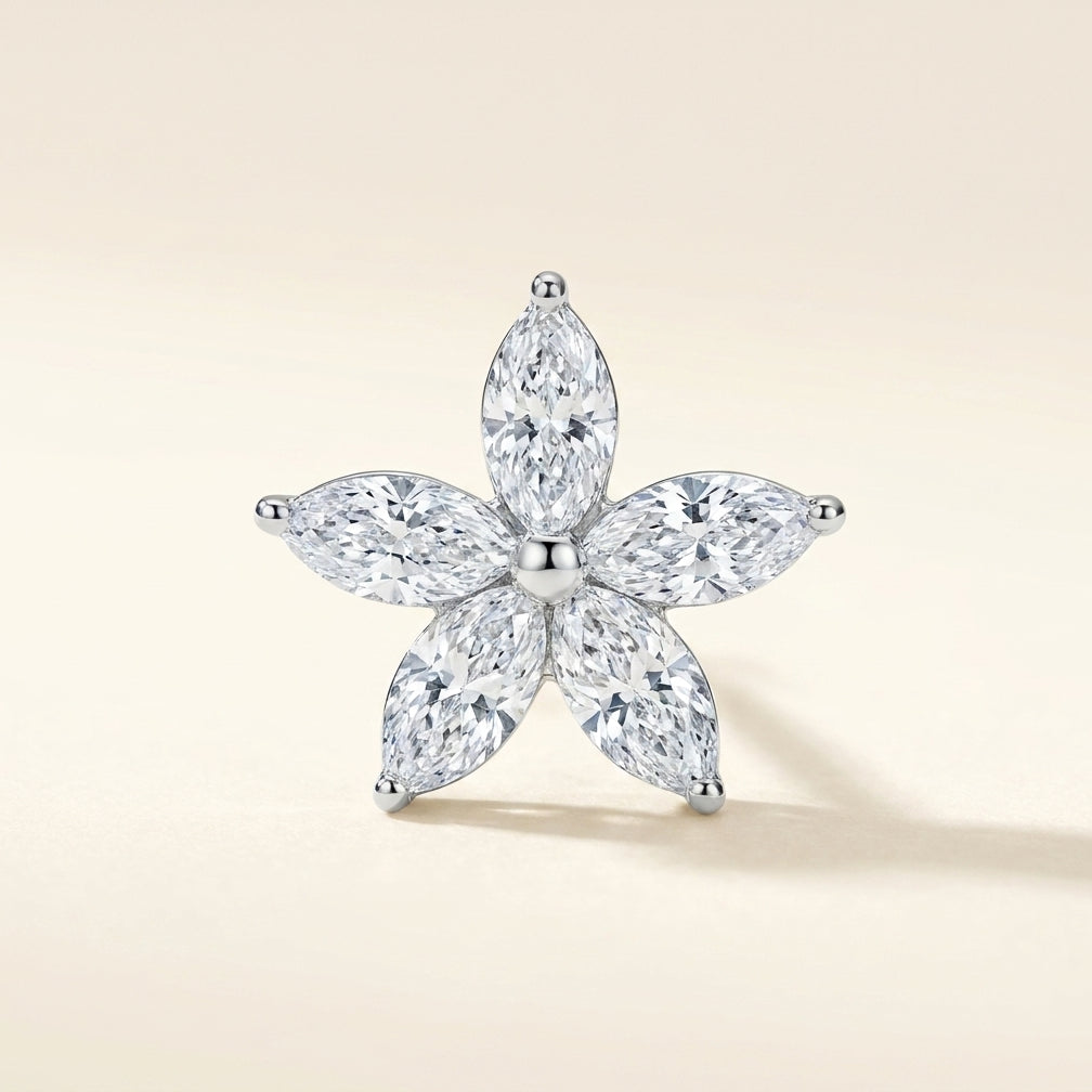 FLEUR Ohrring und 0.2 Karat in Weißgold 585