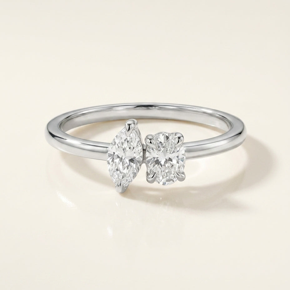 DUET Ring und 0.5 Karat in Weißgold 585