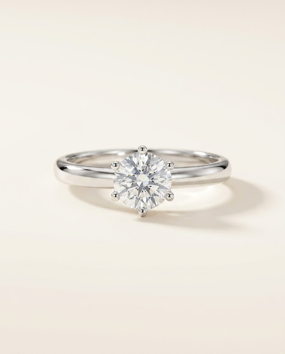 Marie Ring mit natürlichem Diamant (0,5 Karat gesamt) in Weißgold 750 Detail