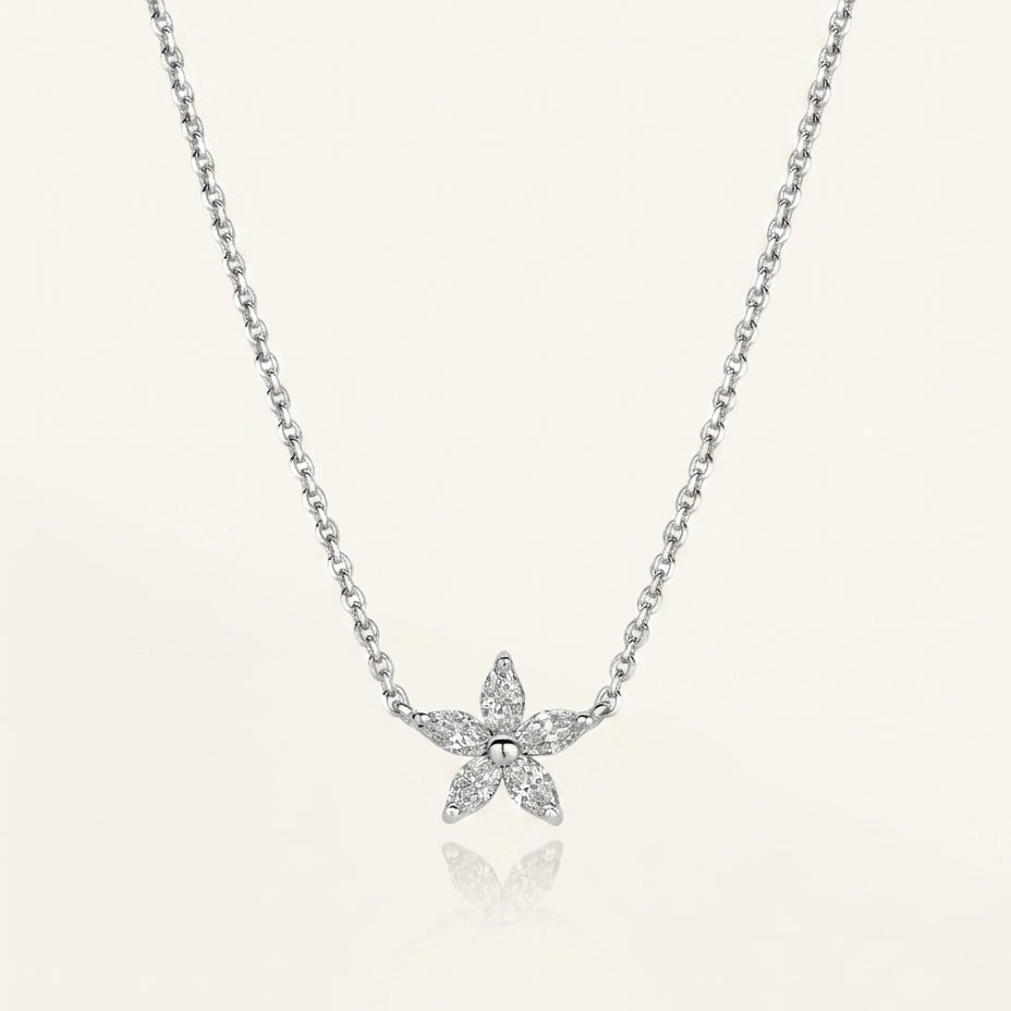 FLEUR Halskette und 0.5 Karat in Weißgold 585