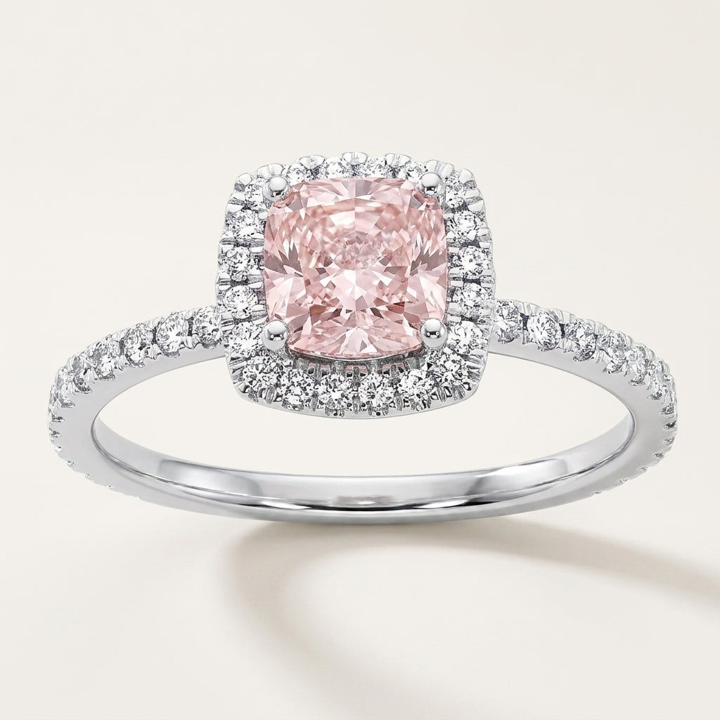 MARIELLE Ring mit rosa Labordiamant und 1.4 Karat in Weißgold 585