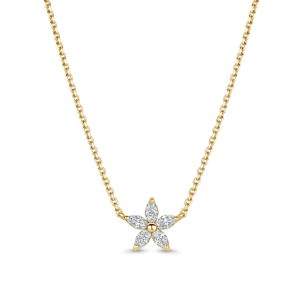 FLEUR Halskette mit Labordiamant und 0.3 Karat in Gelbgold 585