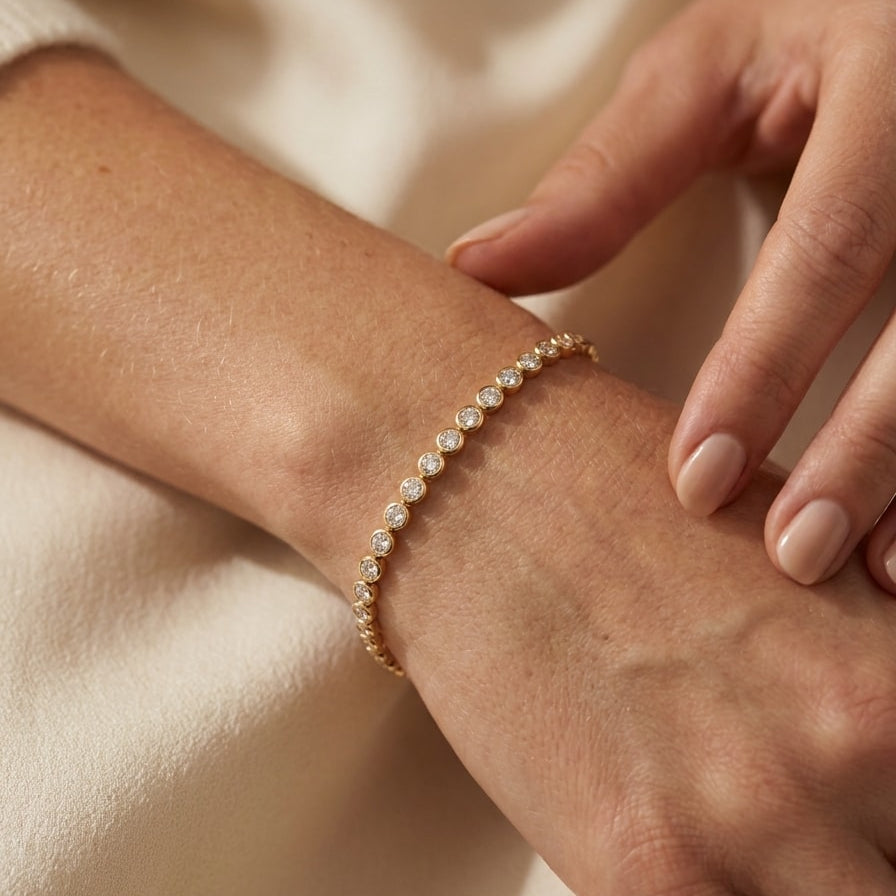 Ronde Armband mit Labordiamant (4,12 Karat gesamt) in Gelbgold 585 Detail