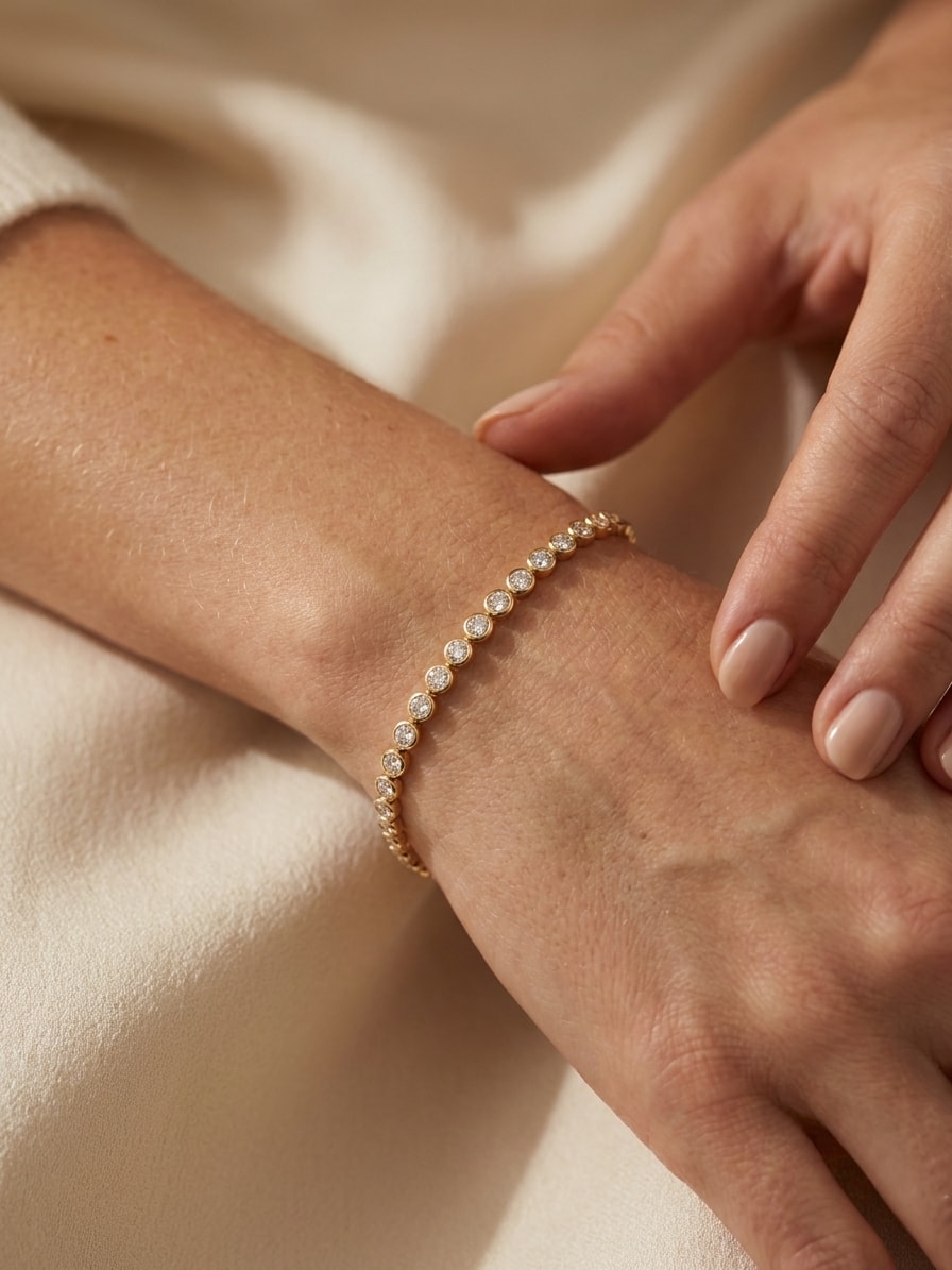 Ronde Armband mit Labordiamant (4,12 Karat gesamt) in Gelbgold 585 Detail
