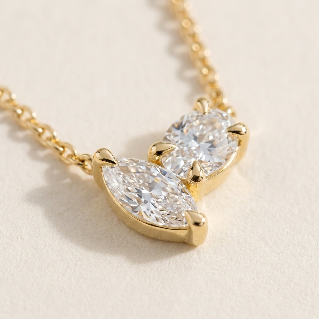 DUET Halskette und 1 Karat in Gelbgold 585