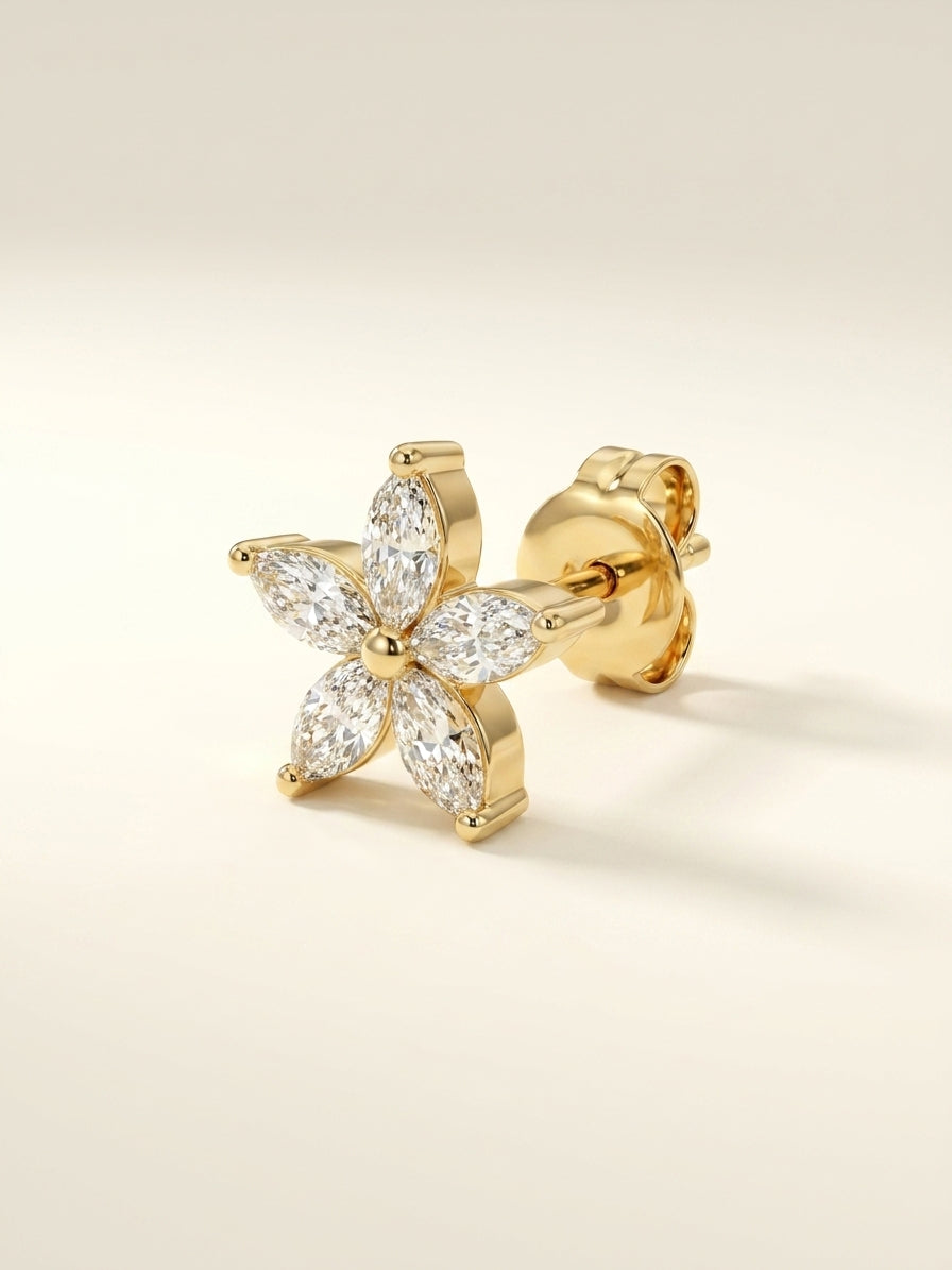 FLEUR Ohrring und 0.2 Karat in Gelbgold 585
