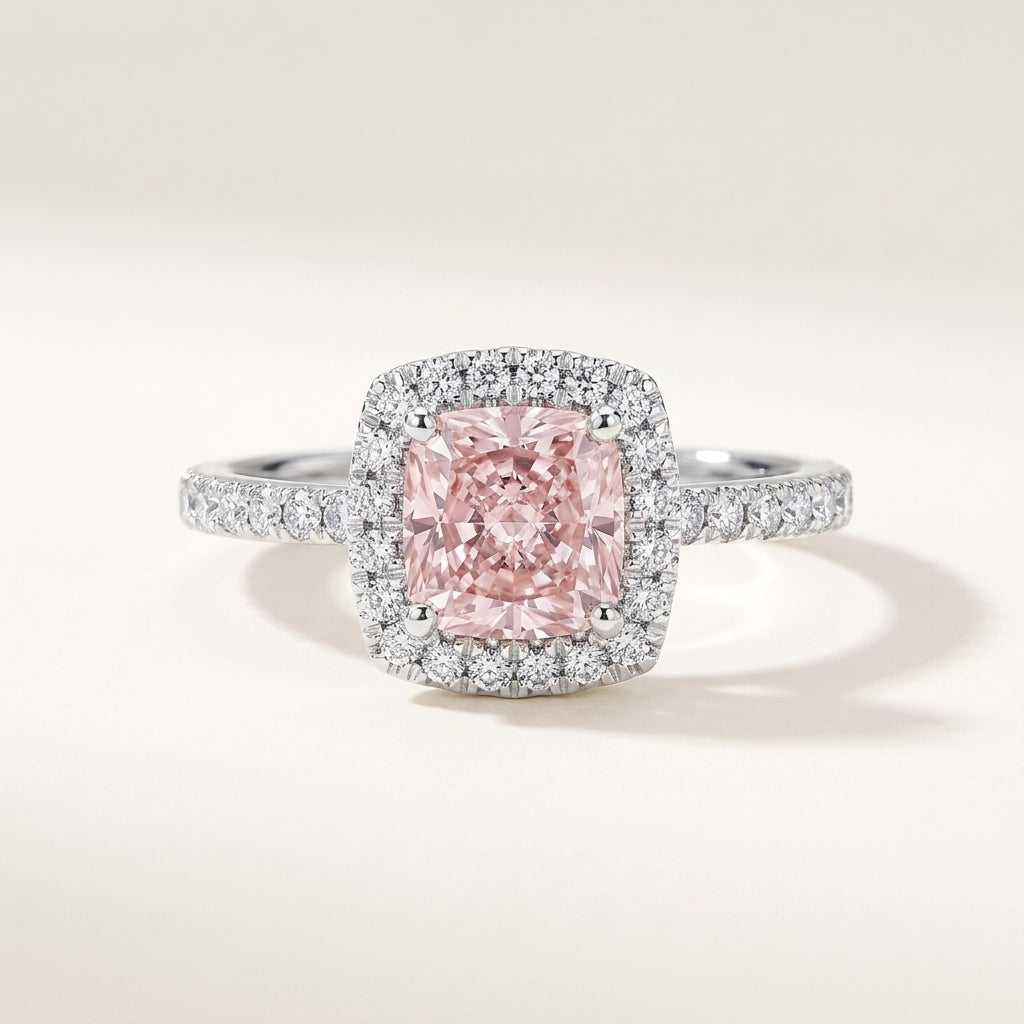 MARIELLE Ring mit rosa Labordiamant und 1.4 Karat in Weißgold 585