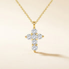 Croix Halskette mit natürlichem Diamant (0,1 Karat gesamt) in Gelbgold 750