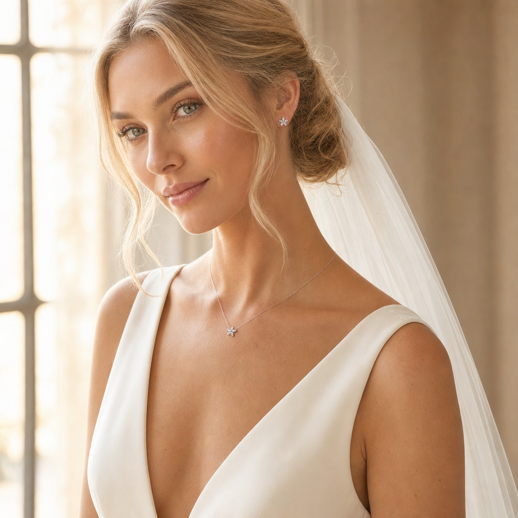 FLEUR Ohrring und 0.2 Karat in Weißgold 585