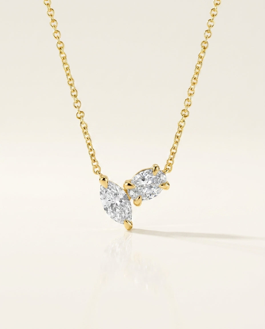 DUET Halskette und 1 Karat in Weißgold 585