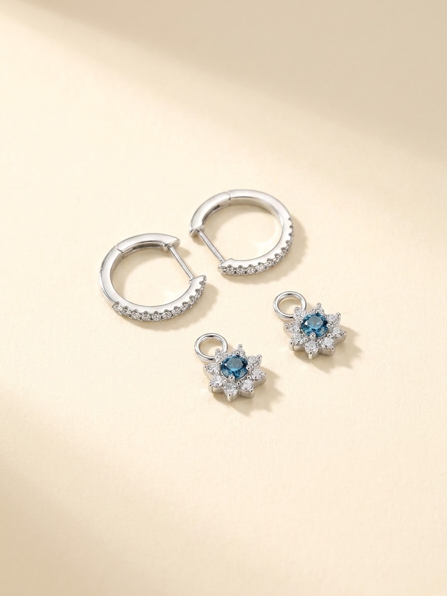 Celeste Fleur Creole Ohrring und 1.36 Karat in Weißgold 585