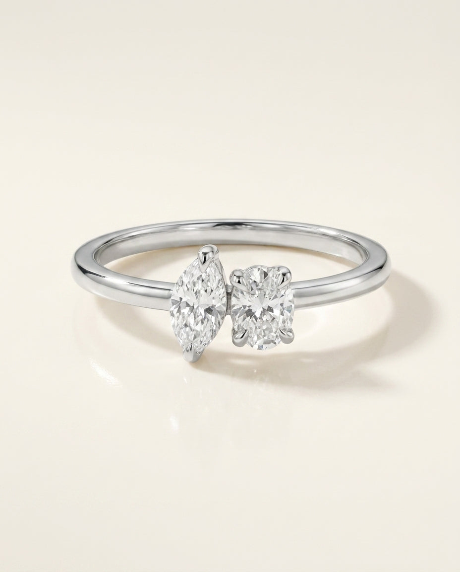 DUET Ring und 0.5 Karat in Weißgold 585