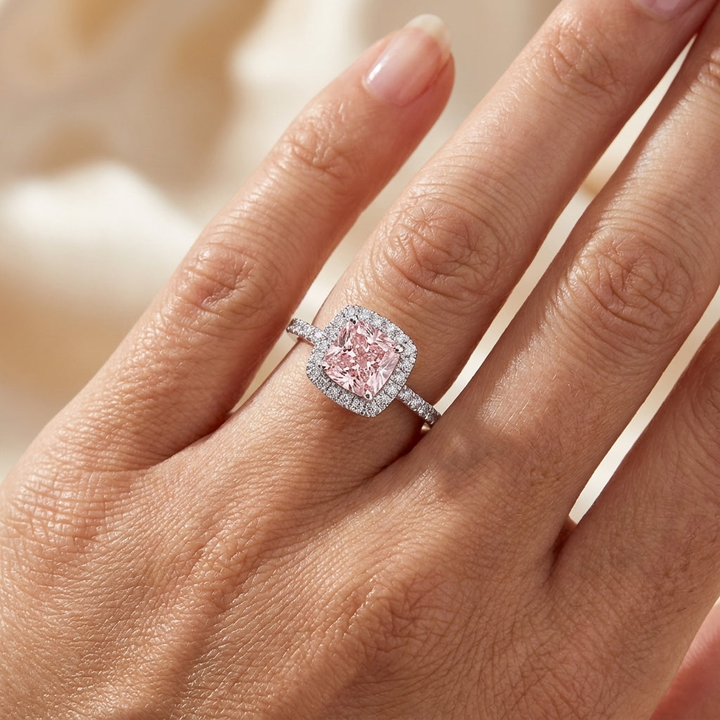 MARIELLE Ring mit rosa Labordiamant und 1.4 Karat in Weißgold 585