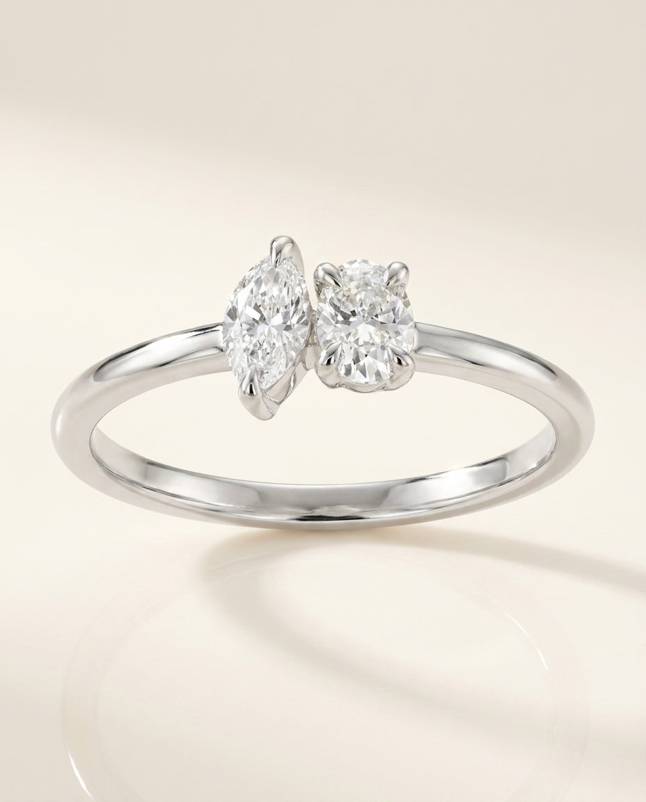 DUET Ring und 0.5 Karat in Weißgold 585